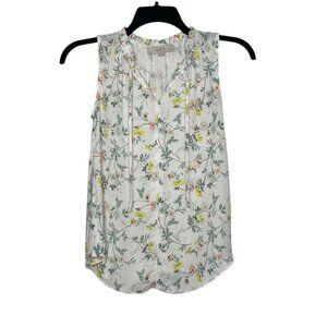 LOFT Womens Top Size XXS Petites Floral Sleeveless V-Neck Rayon Polyester